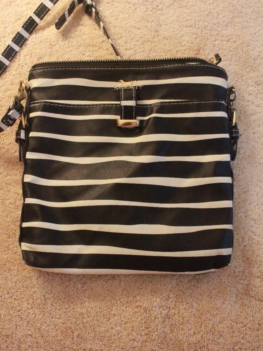 SCOUT Black and White Striped Crossbody Bag